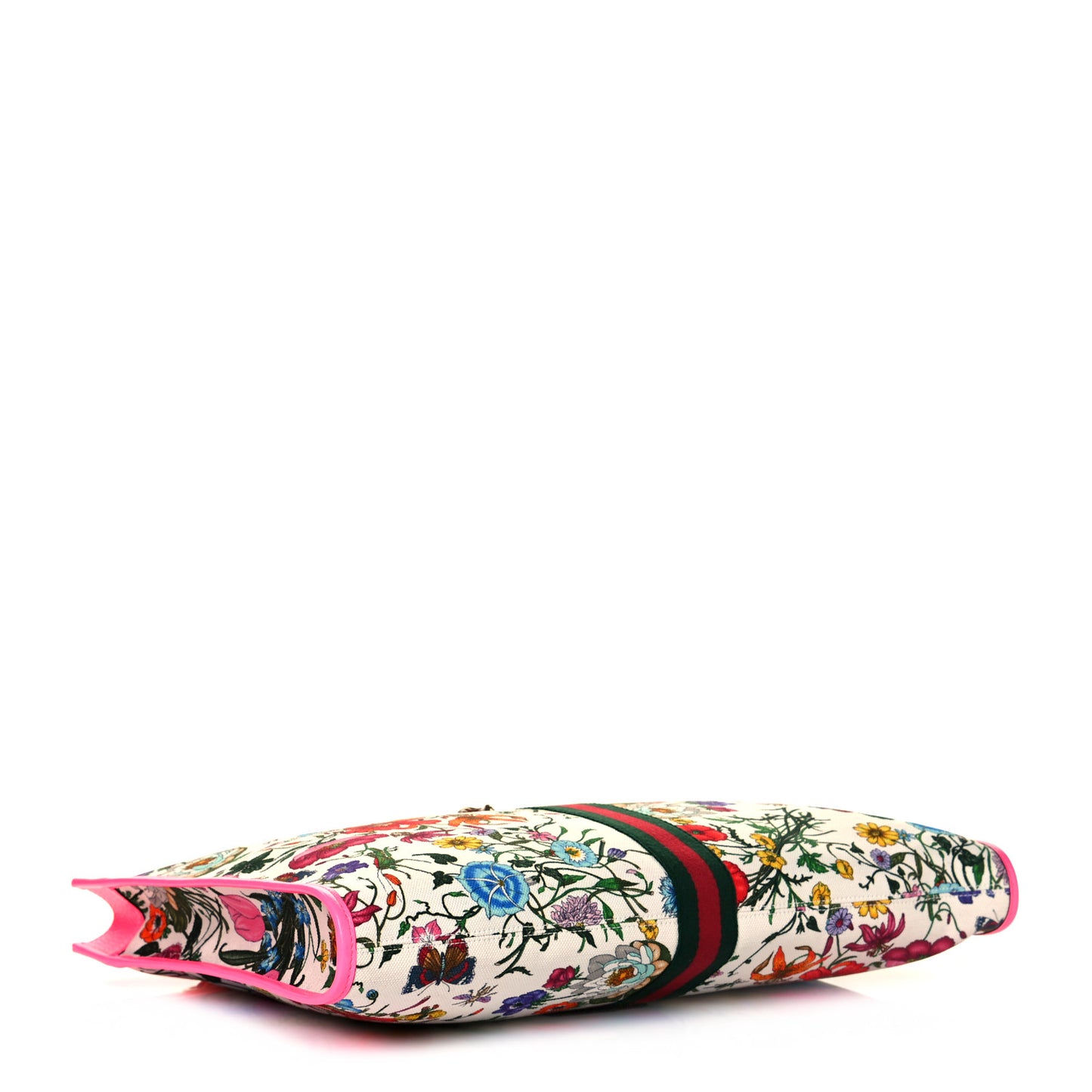 Canvas Flora Large Rajah Chain Tote White Multicolor Fuxia Fluo