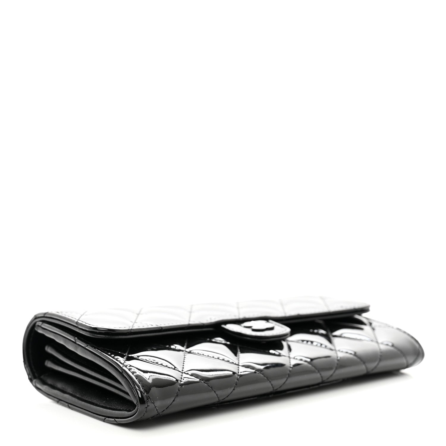 Chanel Patent Quilted Large Gusset Flap Wallet So Black 4 of 9