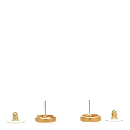 Chanel Metal Crystal Textured CC Round Earrings Gold 3 of 5