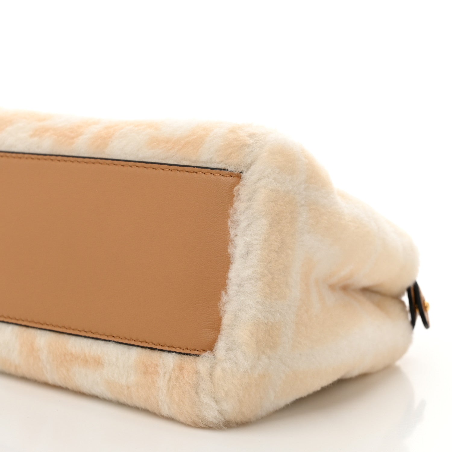 Fendi Shearling Nappa Macro FF 1974 Mini Peekaboo Iconic Satchel White Ice Cuoio Miele Scuro 11 of 11