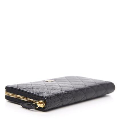 Chanel Caviar Quilted Large Gusset Zip Around Wallet Black 4 of 9