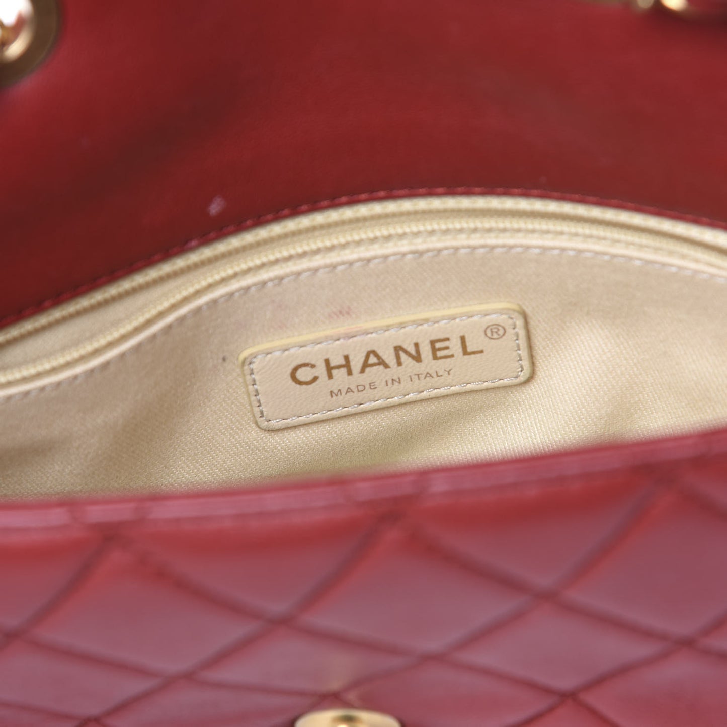 Lambskin Quilted Medium Contrast Stitch Flap Red