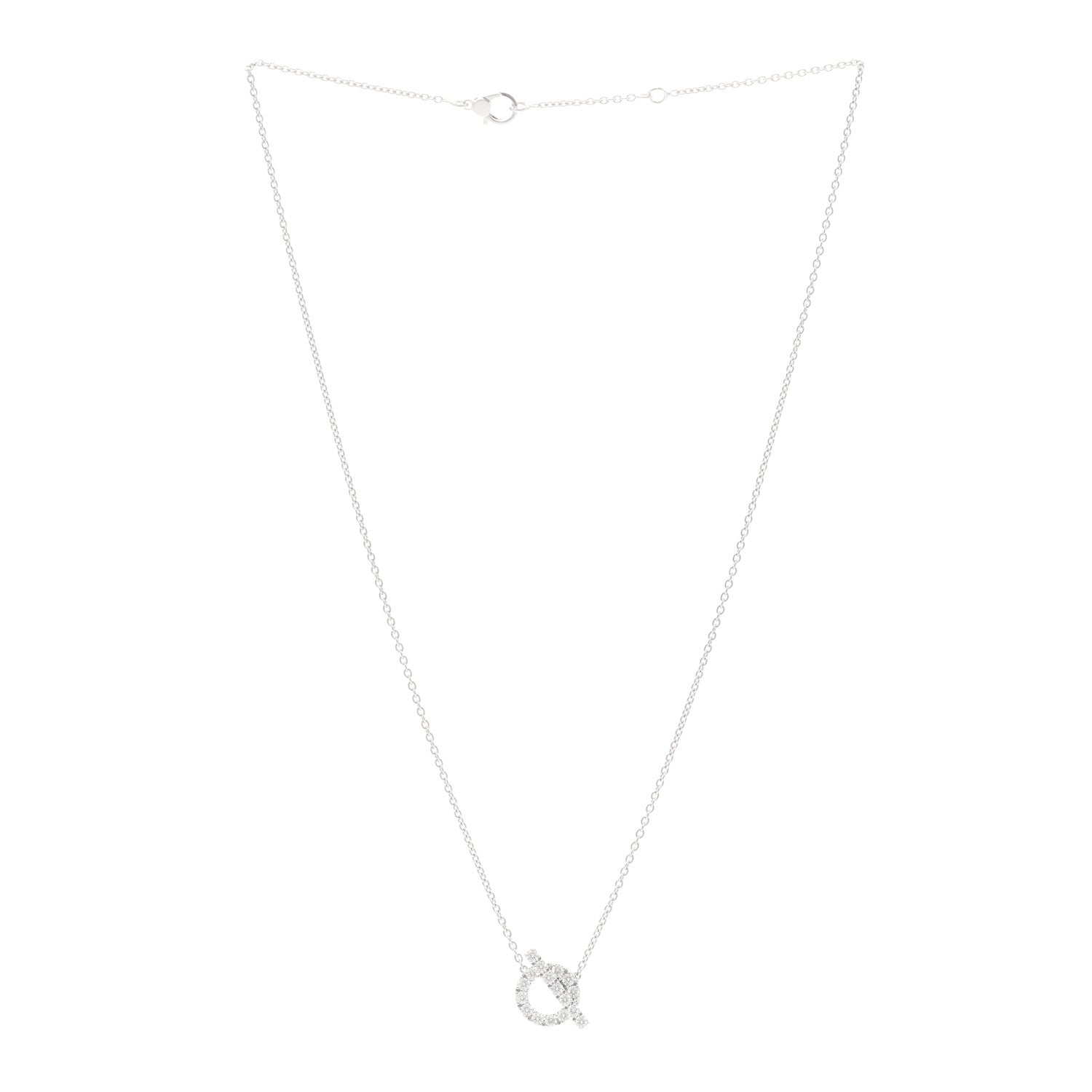 Hermes 18K White Gold Diamond Finesse Pendant Necklace 3 of 6