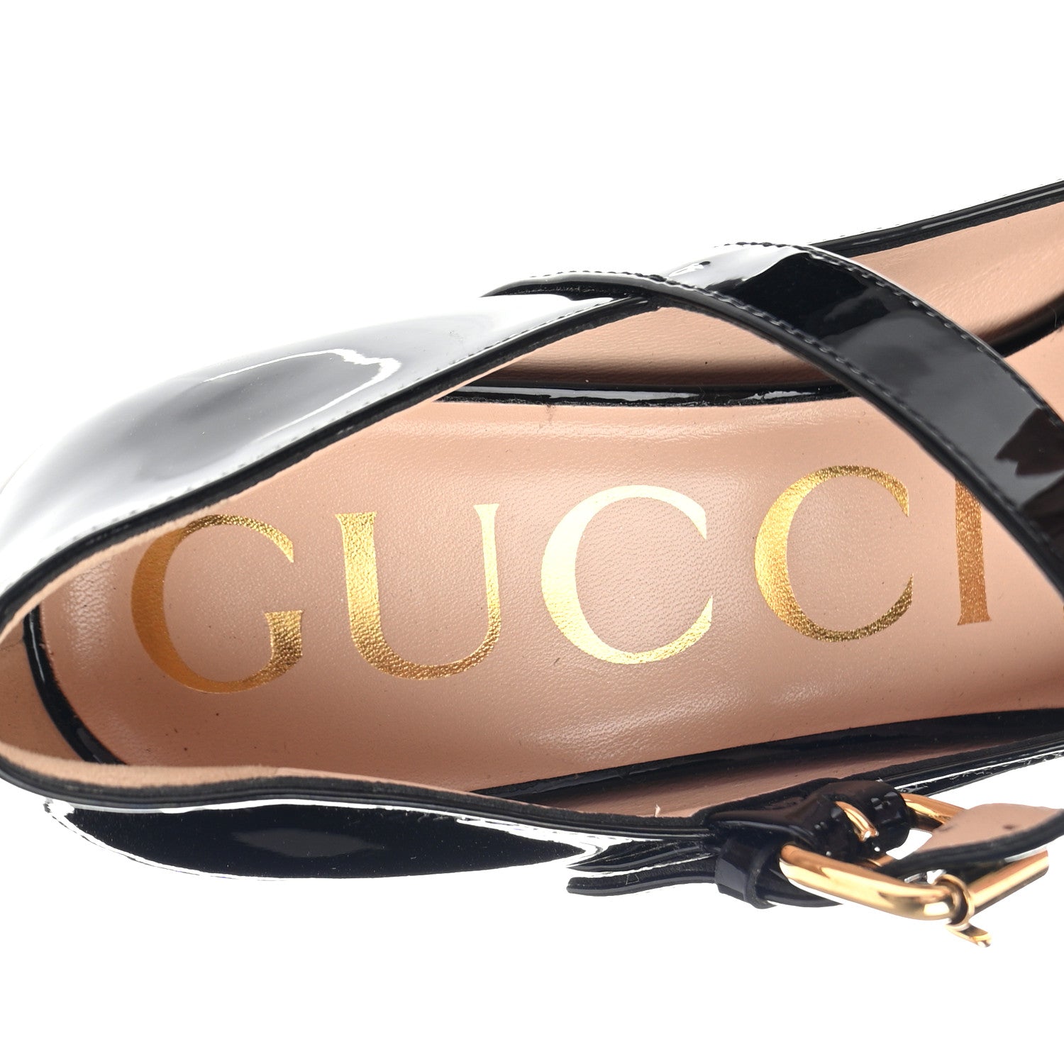 Gucci Patent Womens Horsebit Mid-Heel Mary Jane Pumps 37 Wild Rose 36 Black 7 of 8