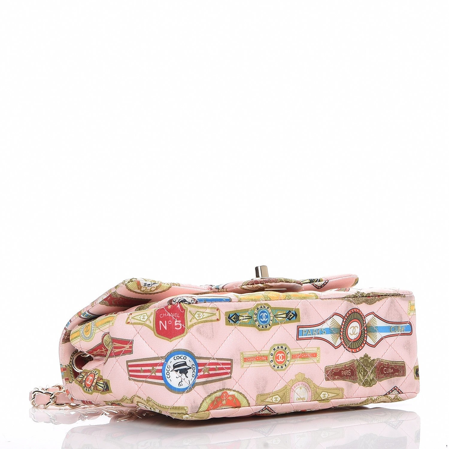 Chanel Satin Paris Cuba Cigare Print Mini Flap Pink 4 of 8