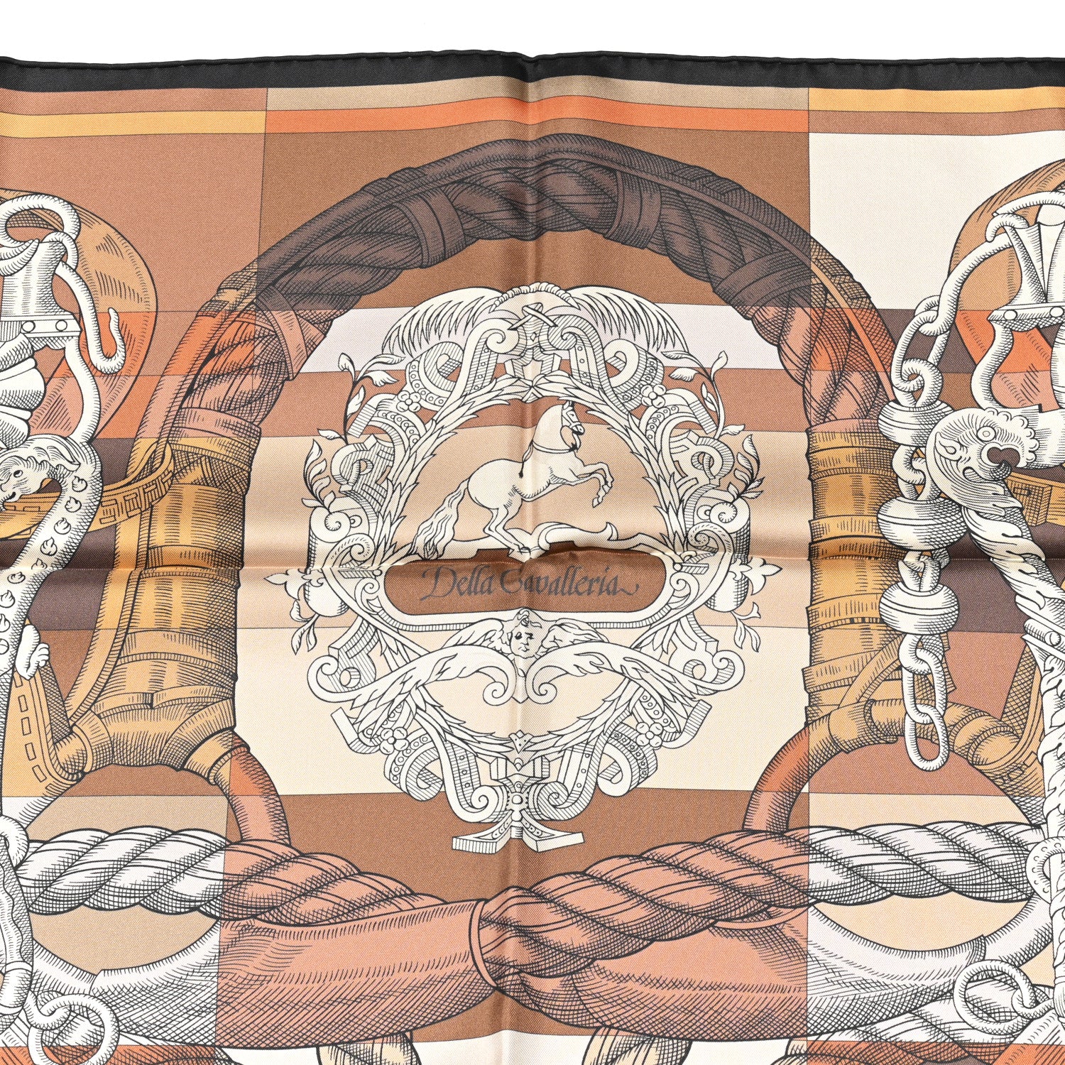 Hermes Silk Double Face Della Cavalleria Fine Scarf 90 Marron Beige Caramel 5 of 5