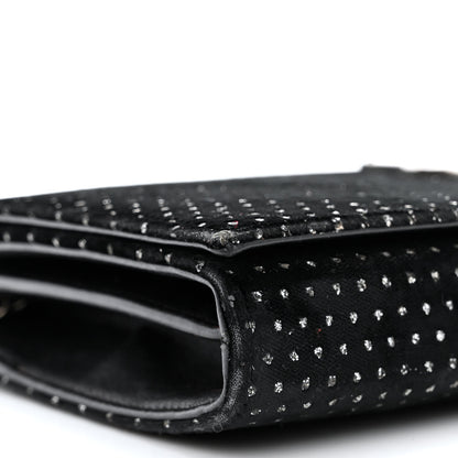Saint Laurent Velvet Crystal Monogram Chain Wallet Black 8 of 14