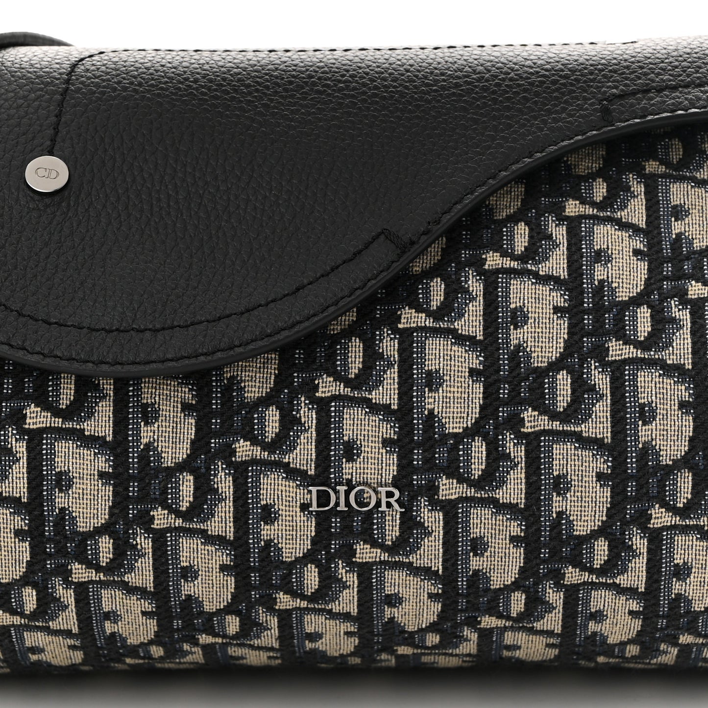Oblique Mini Roller Saddle Bag With Strap Beige Black