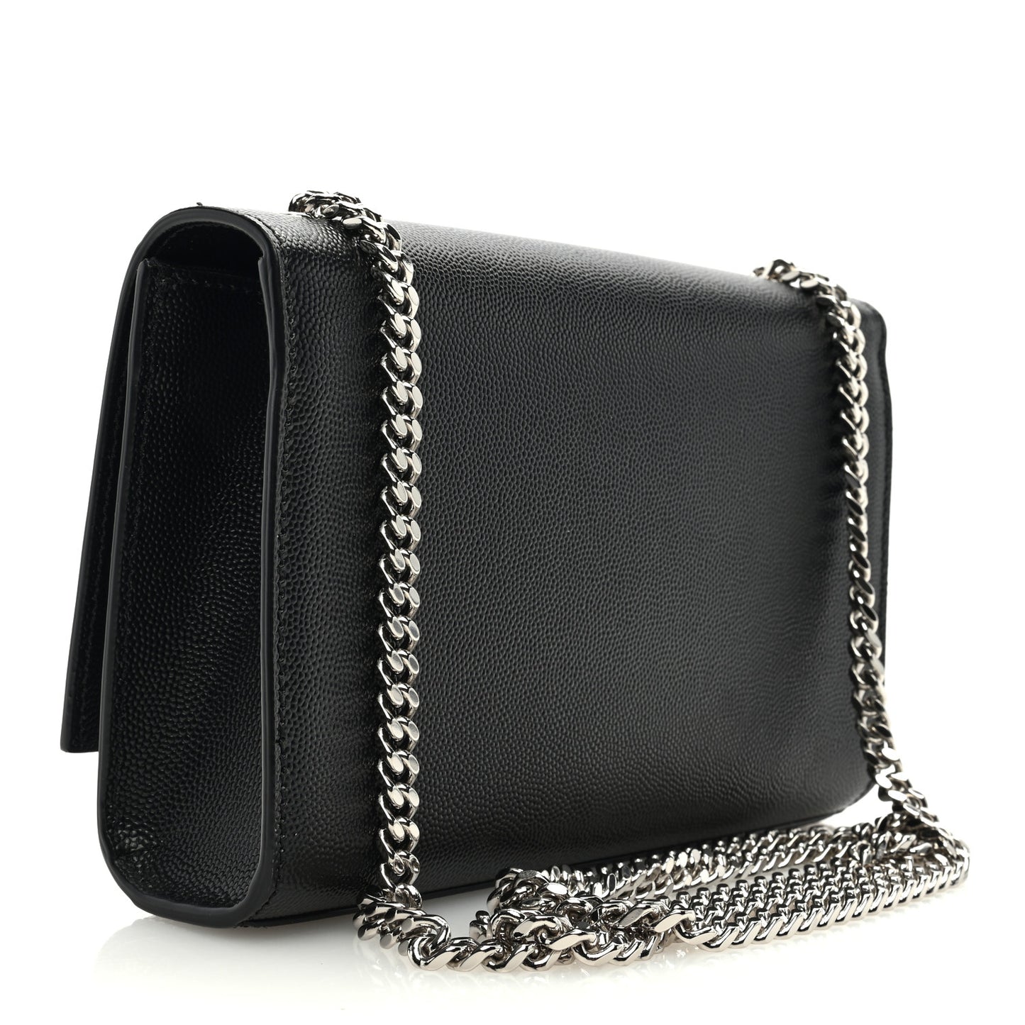 SAINT LAURENT Grain De Poudre Small Monogram Kate Satchel Black