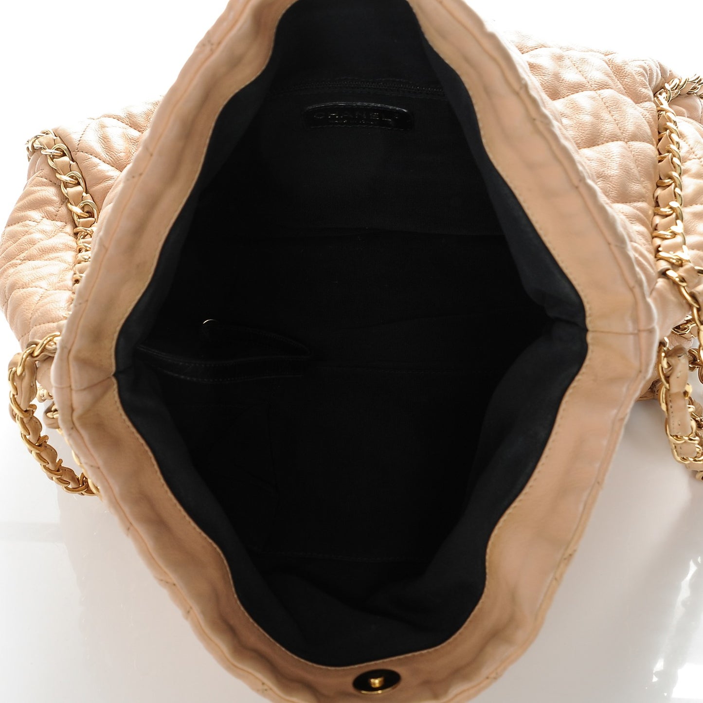 Calfskin Quilted Large Chain Me Hobo Beige
