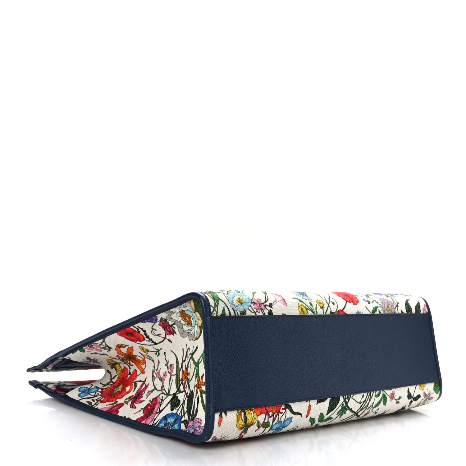 Gucci Canvas Large Flora Tote Navy Multicolor 4 of 9