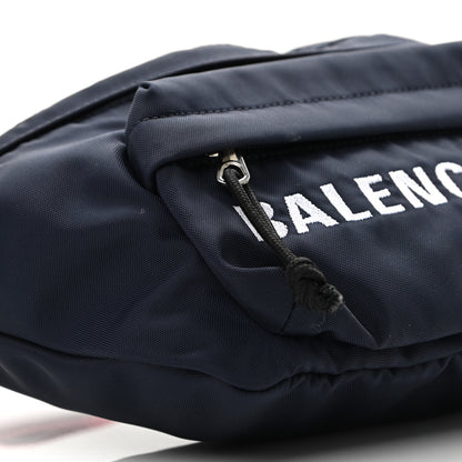 Balenciaga Sport Nylon Logo Embroidered Small Wheel Beltpack Navy Blue Red 7 of 11