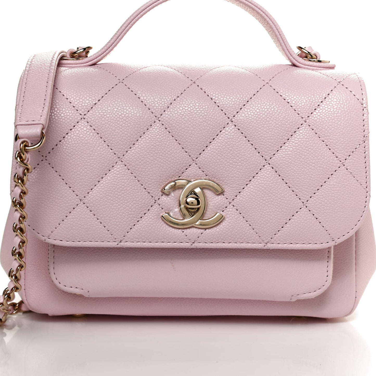 Caviar Quilted Small Business Affinity Flap Light Pink
