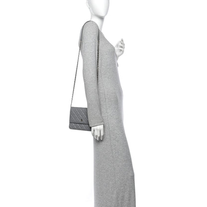 Chanel Caviar Quilted Square Wallet On Chain WOC Grey 2 of 12