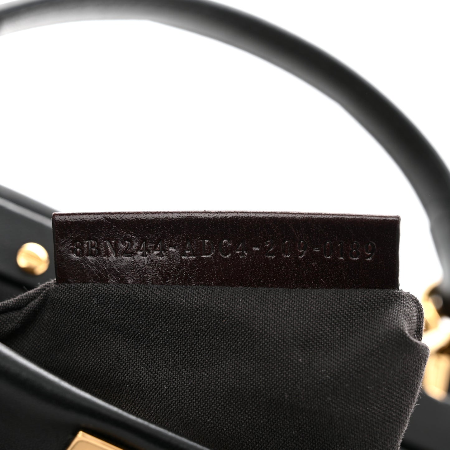 Shearling Nappa Macro FF 1974 Mini Peekaboo Iconic Satchel Tobacco Black