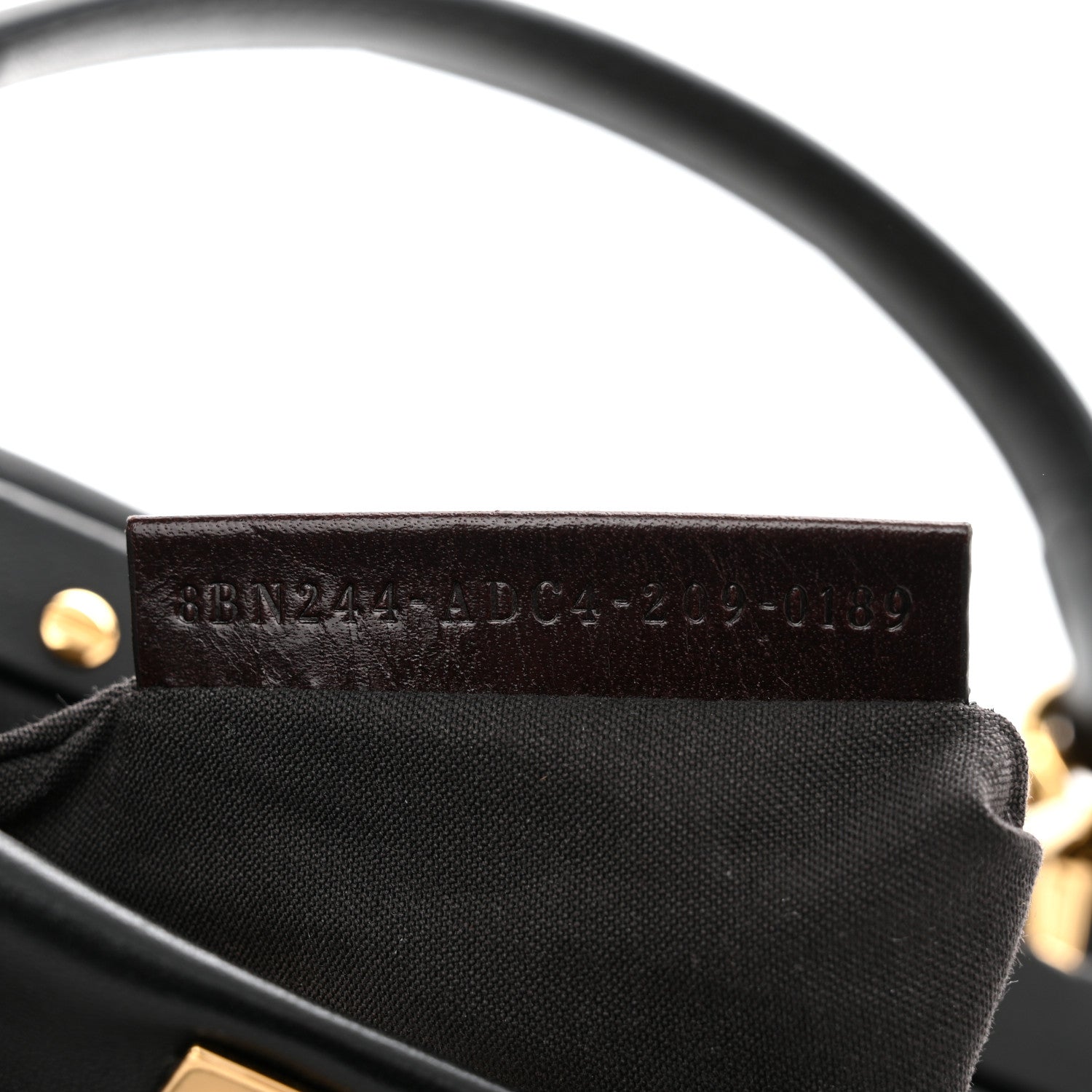 Fendi Shearling Nappa Macro FF 1974 Mini Peekaboo Iconic Satchel Tobacco Black 7 of 10