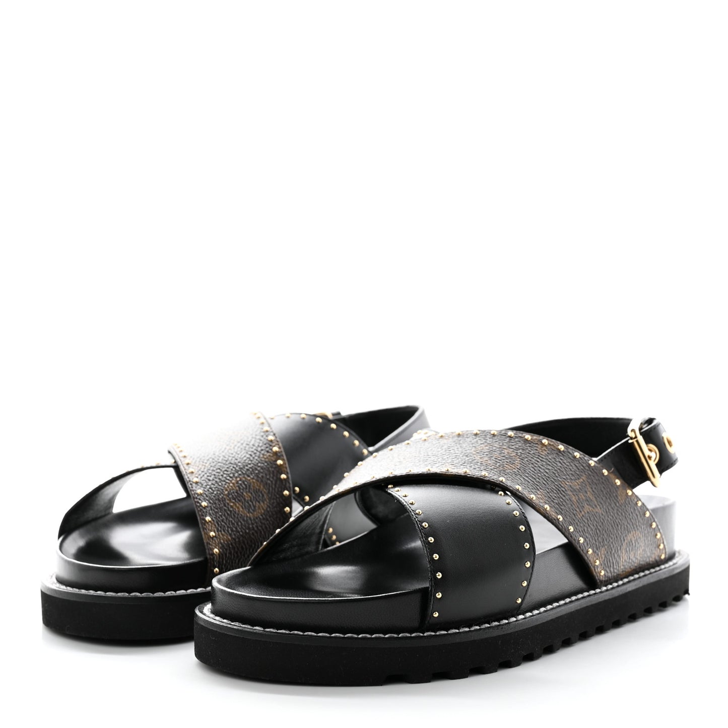 Monogram Paseo Flat Comfort Sandals 38 Black