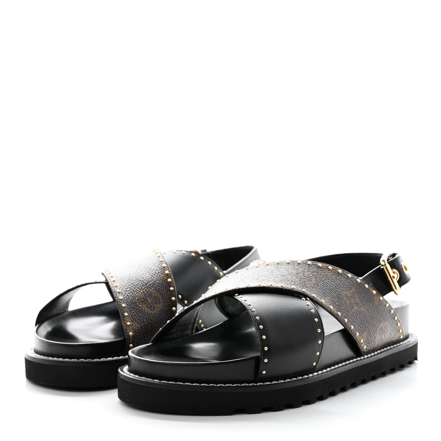 Louis Vuitton Monogram Paseo Flat Comfort Sandals 38 Black 3 of 10