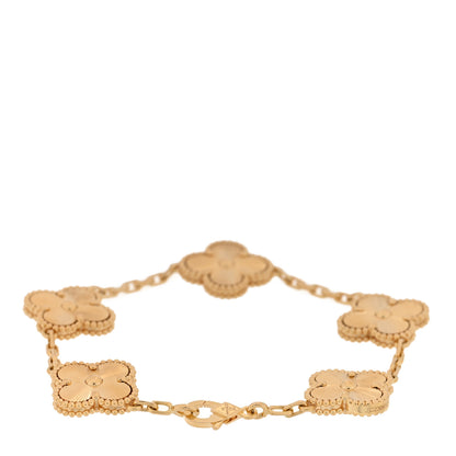 Van Cleef & Arpels 18K Yellow Gold 5 Motifs Guilloche Vintage Alhambra Bracelet 2 of 4