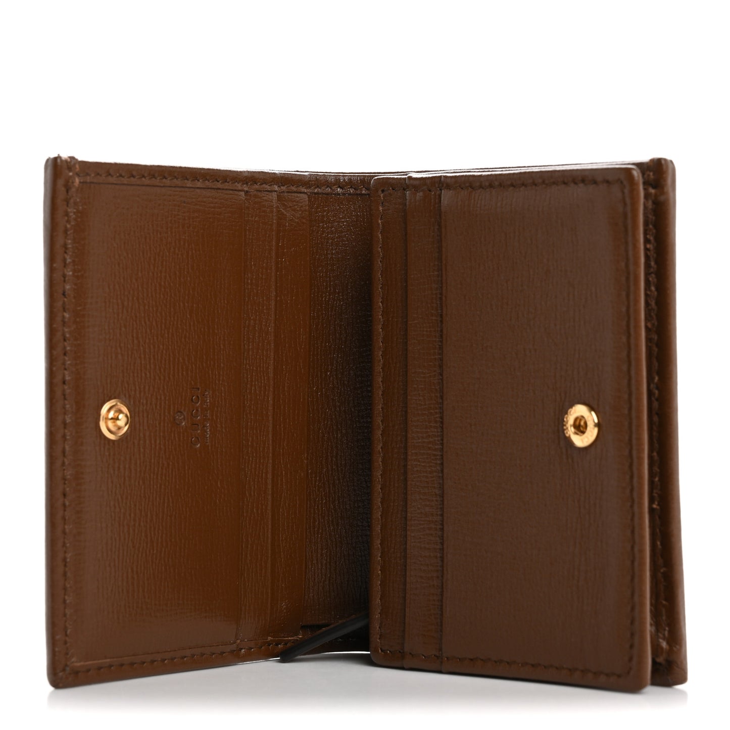 GG Supreme Monogram Horsebit 1955 Card Case Wallet Beige Ebony Brown Sugar