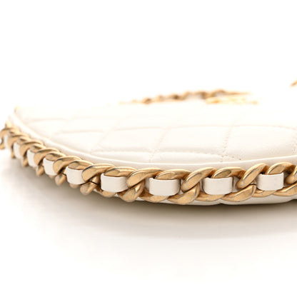Chanel Shiny Crumpled Lambskin Quilted Trendy Chain Around Hobo White 9 of 10