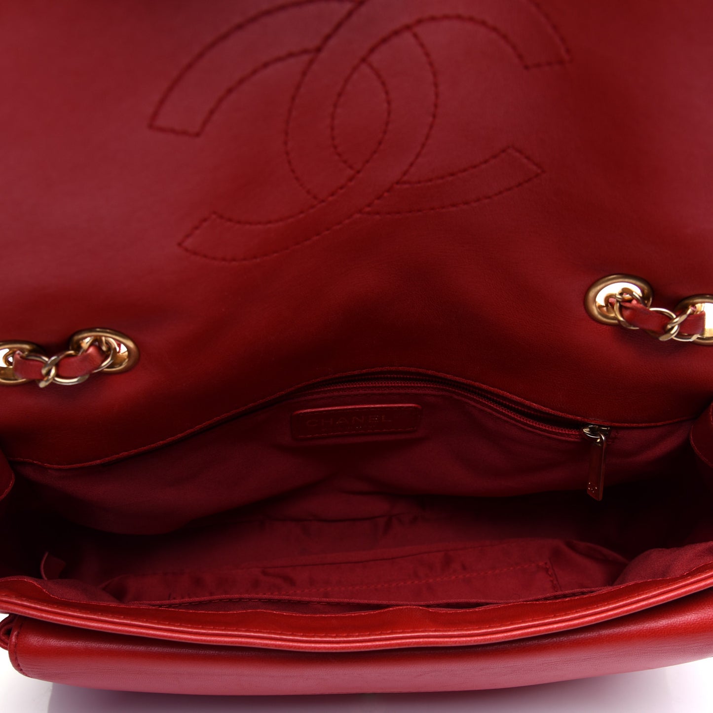 Lambskin Quilted Large Now and Forever Flap Red