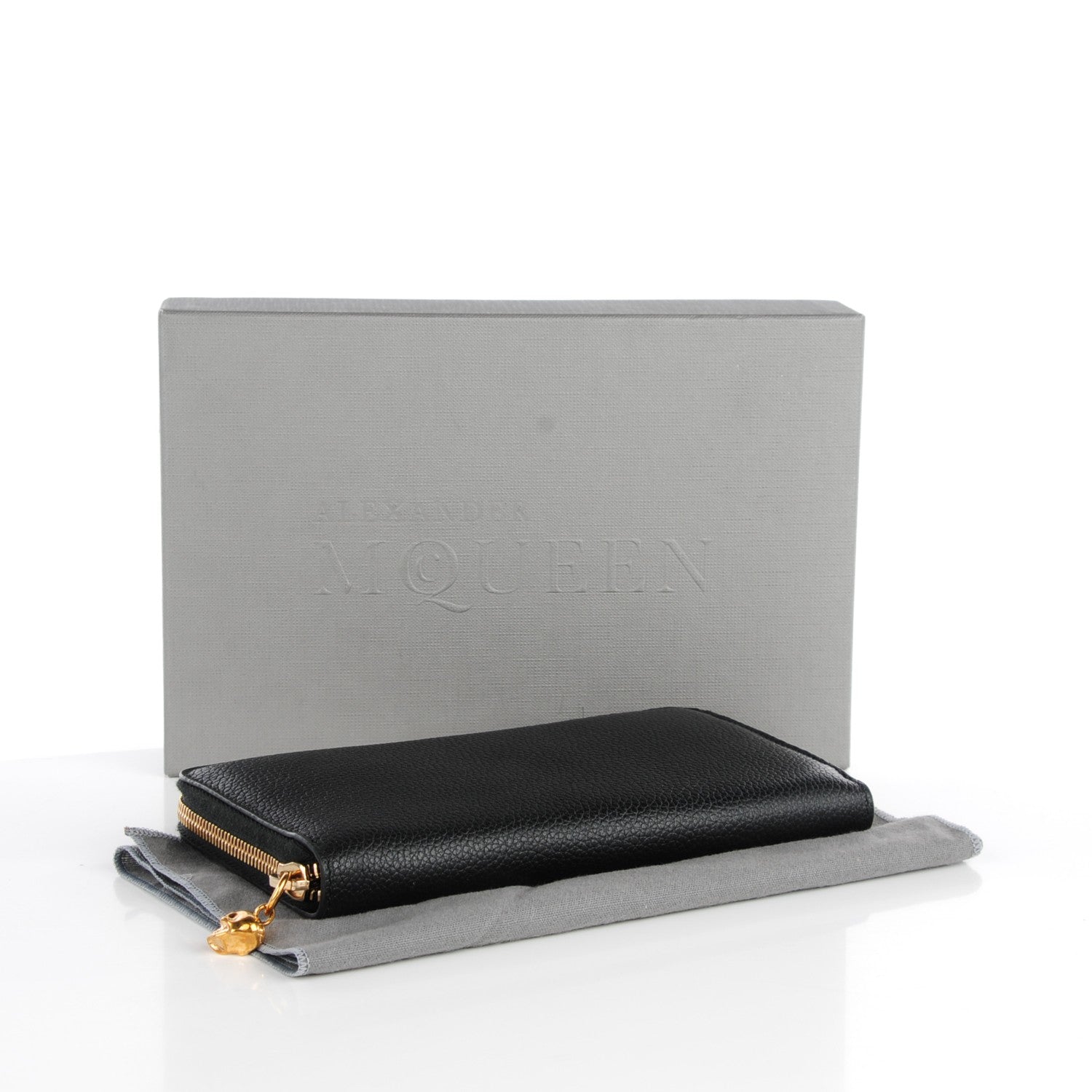 Alexander McQueen Pebbled Calfskin Skull Continental Zip Wallet Black 4 of 8