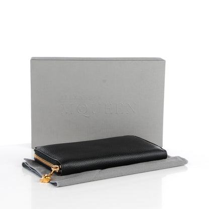 Alexander McQueen Pebbled Calfskin Skull Continental Zip Wallet Black 4 of 8