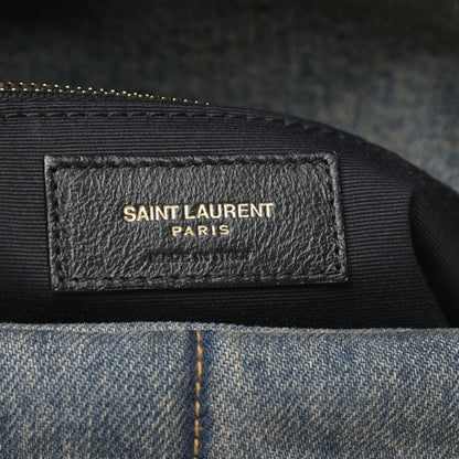 Saint Laurent Denim Quilted Small Loulou Puffer Monogram Chain Satchel Blue Cinnamon 6 of 8