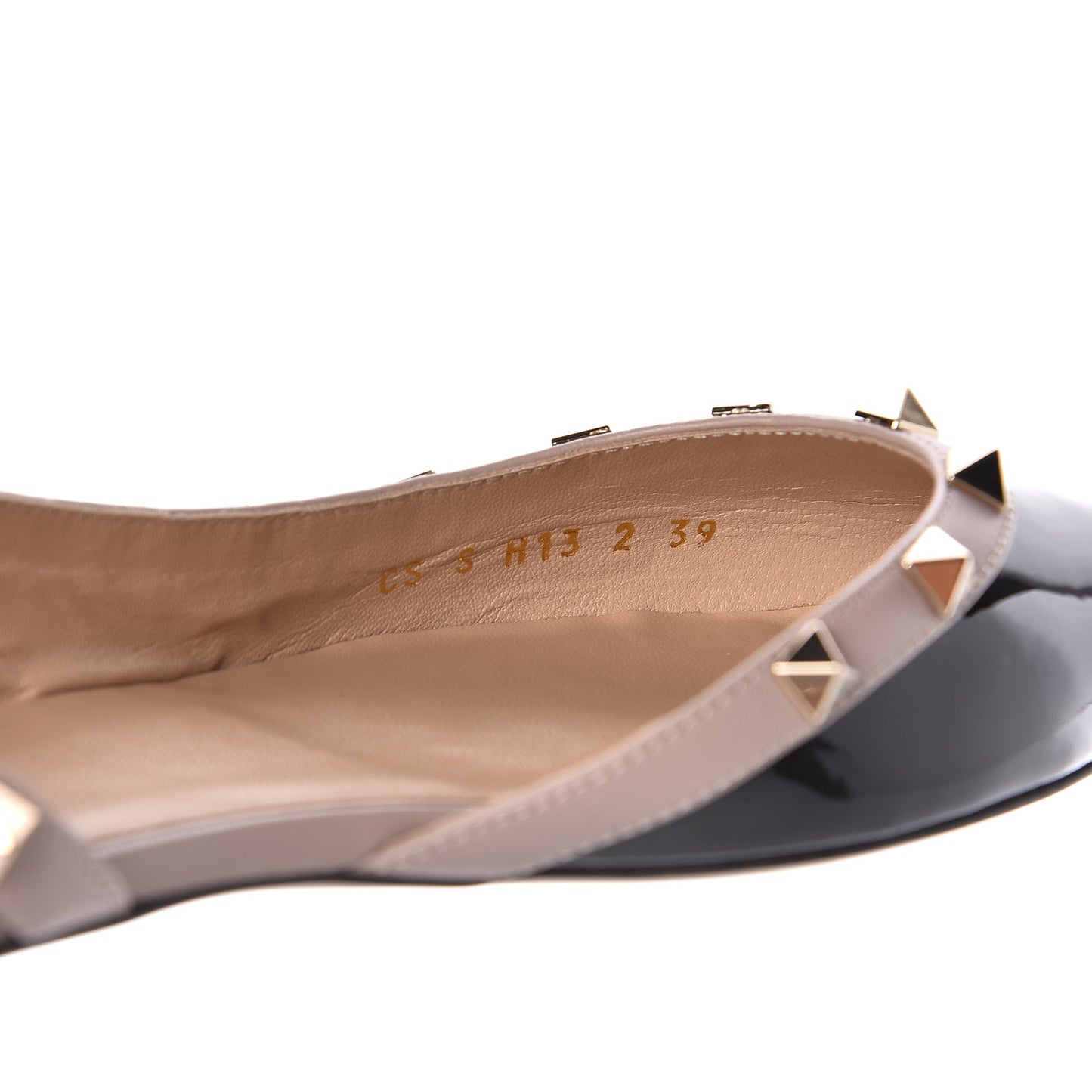Patent Rockstud Slingback Flats 39 Black Poudre