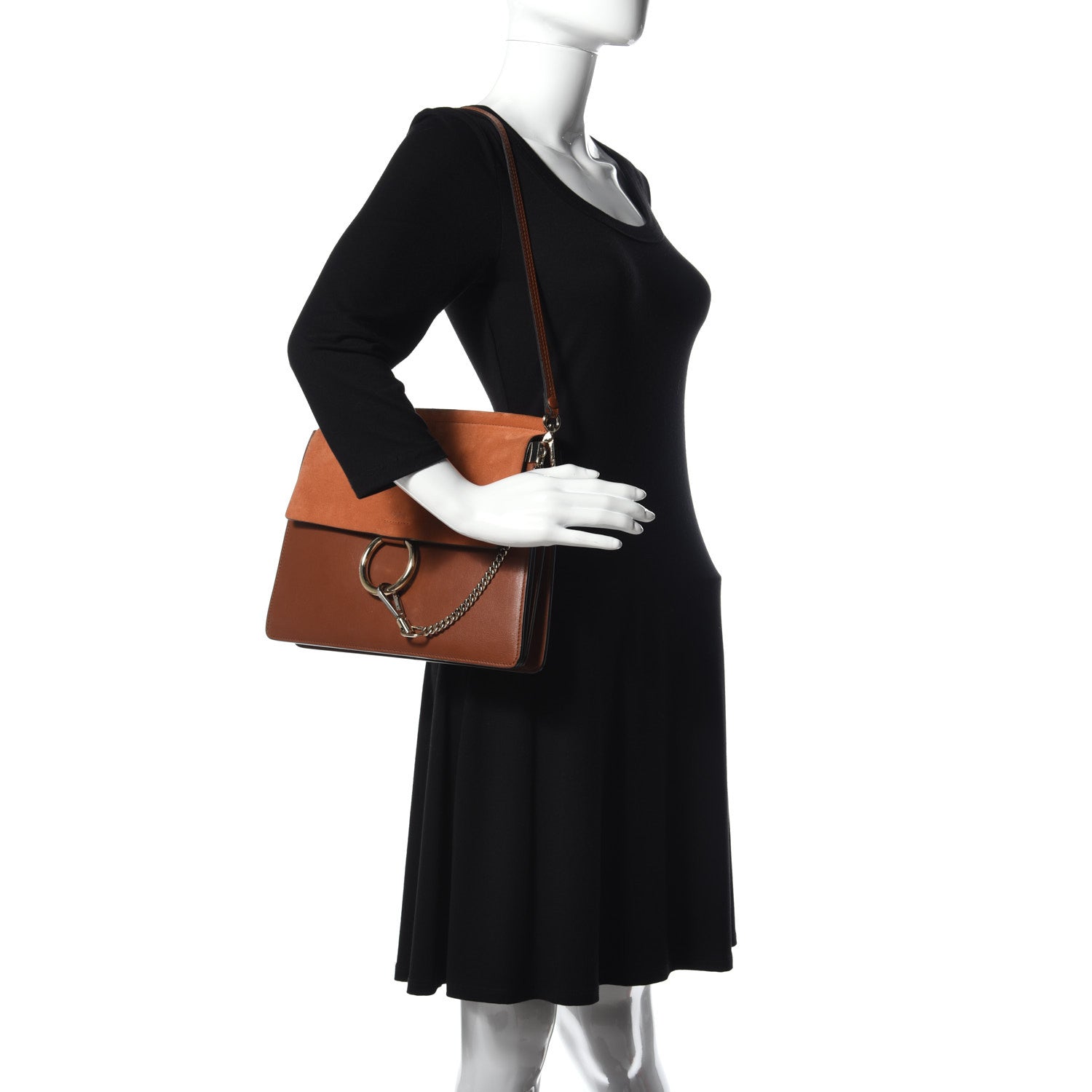 Chloe Suede Calfskin Medium Faye Shoulder Bag Tobacco 2 of 15