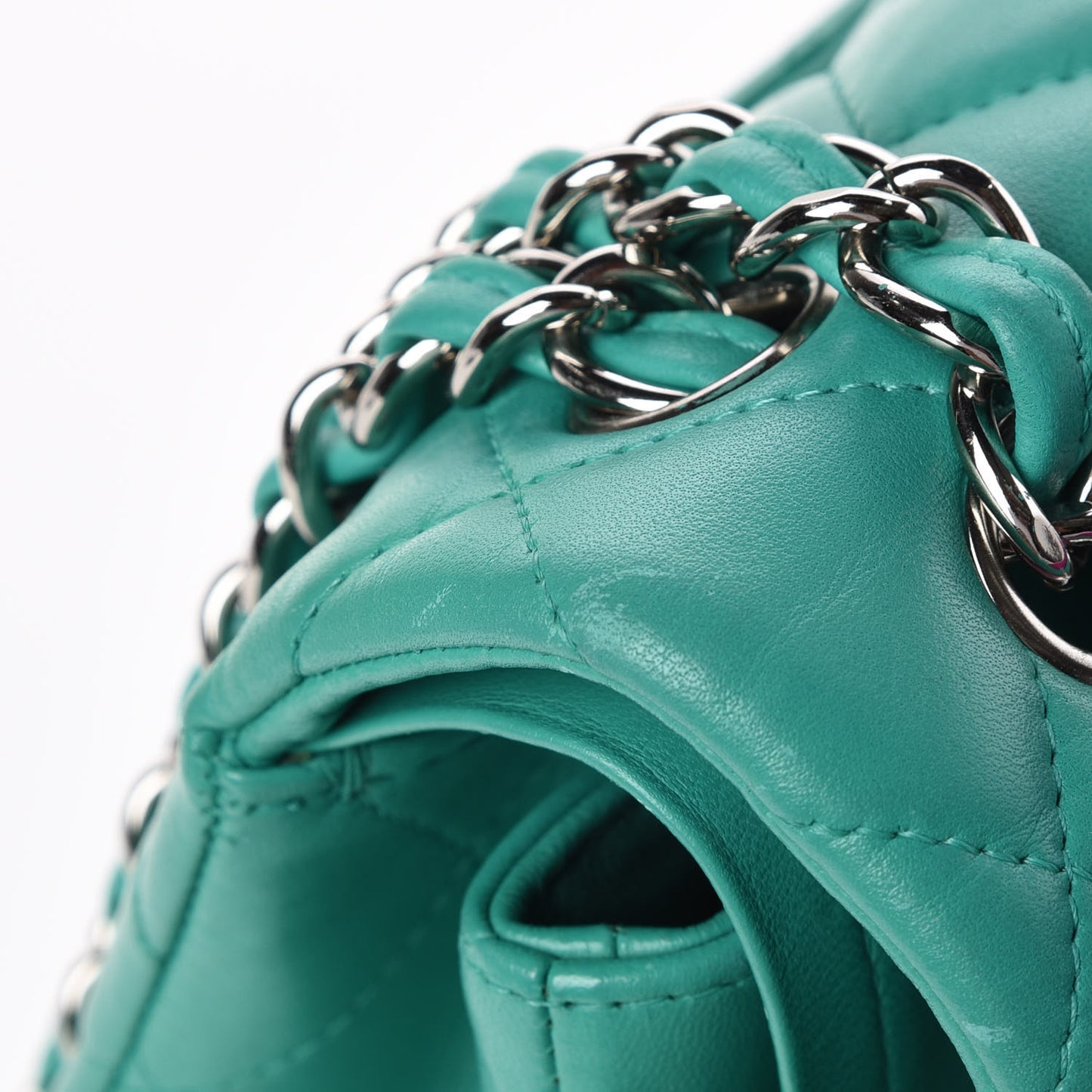 Lambskin Quilted Jumbo Double Flap Green