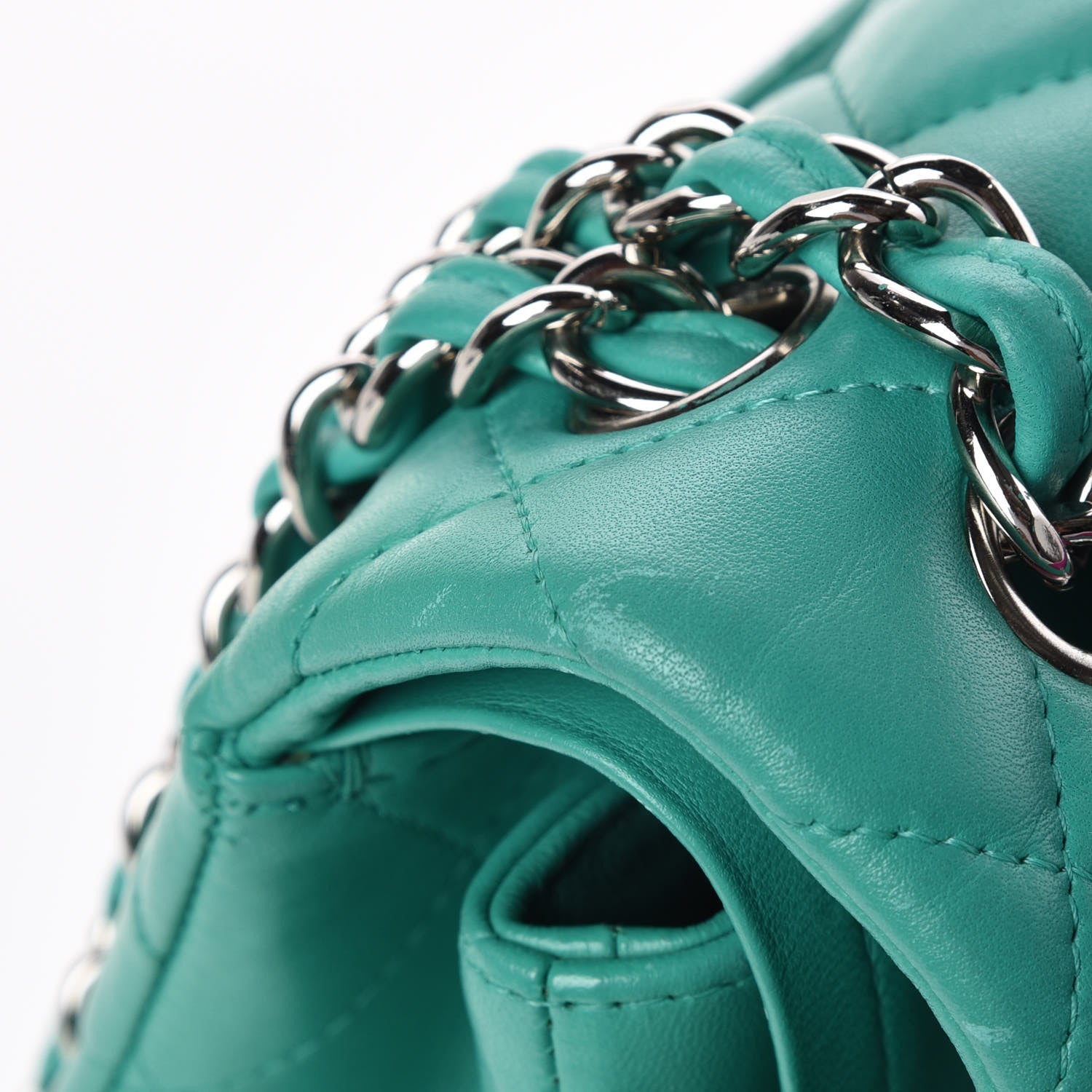 Chanel Lambskin Quilted Jumbo Double Flap Green 10 of 10