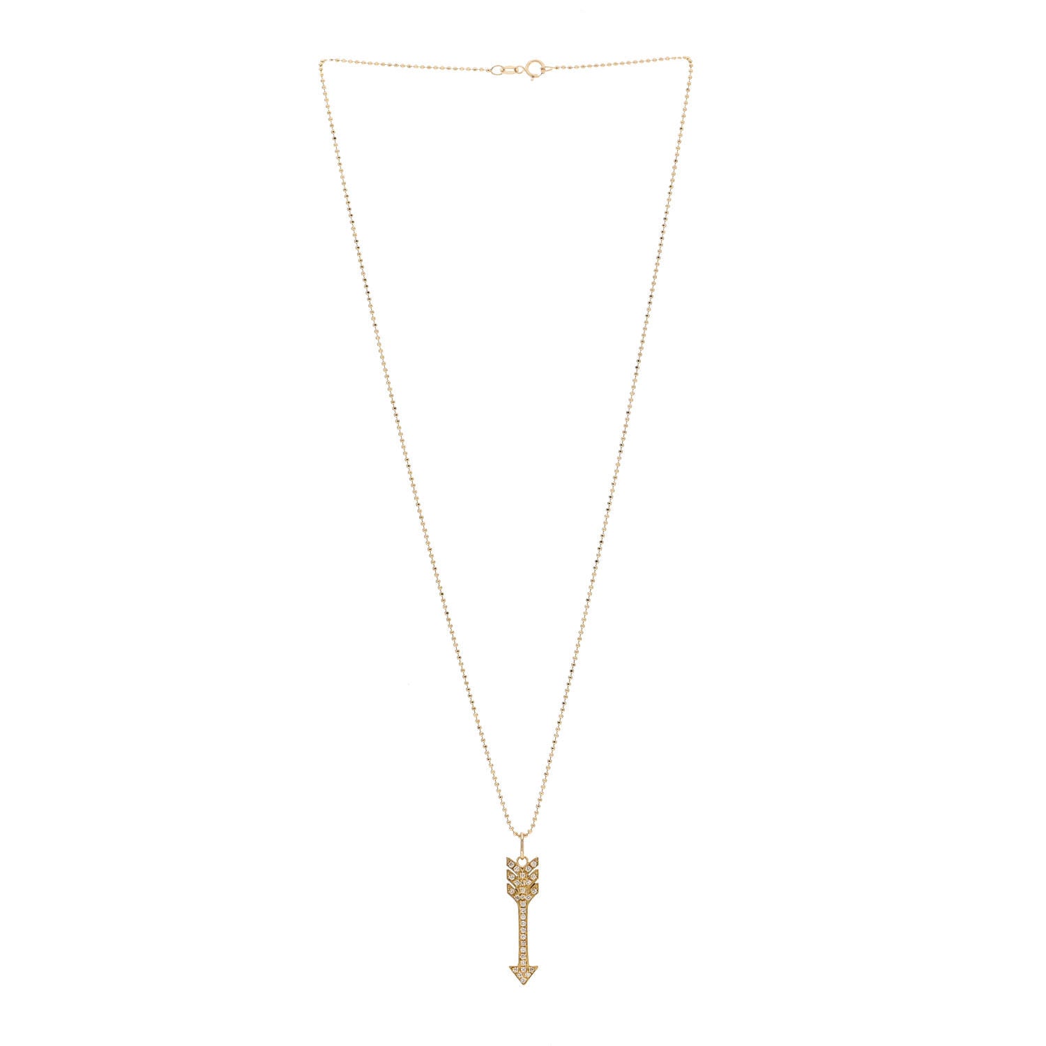 Jennifer Meyer 18K Yellow Gold Diamond Arrow Pendant Necklace 3 of 4