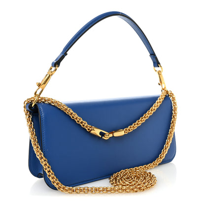 Valentino Garavani Calfskin Vlogo Loco Shoulder Bag Riverside Blue 3 of 10