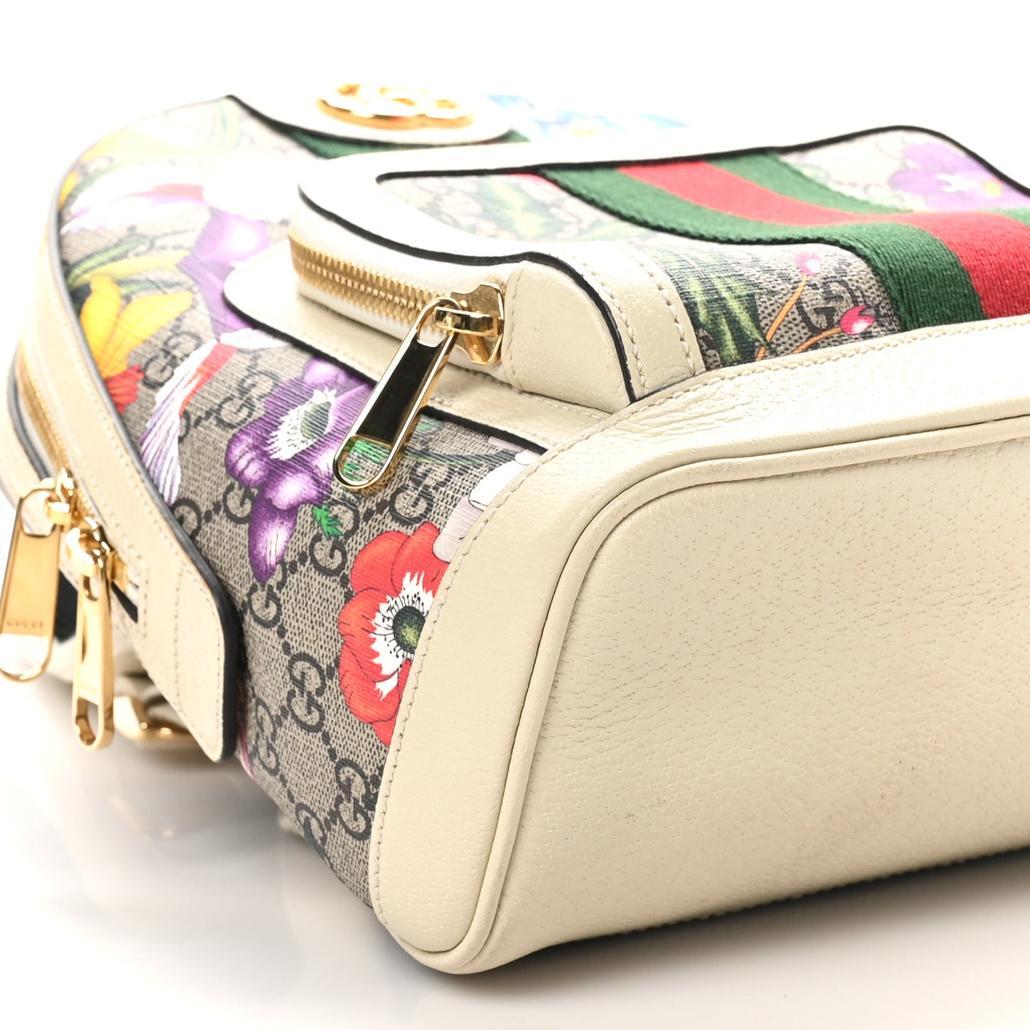 GG Supreme Monogram Flora Web Small Ophidia Day Backpack White