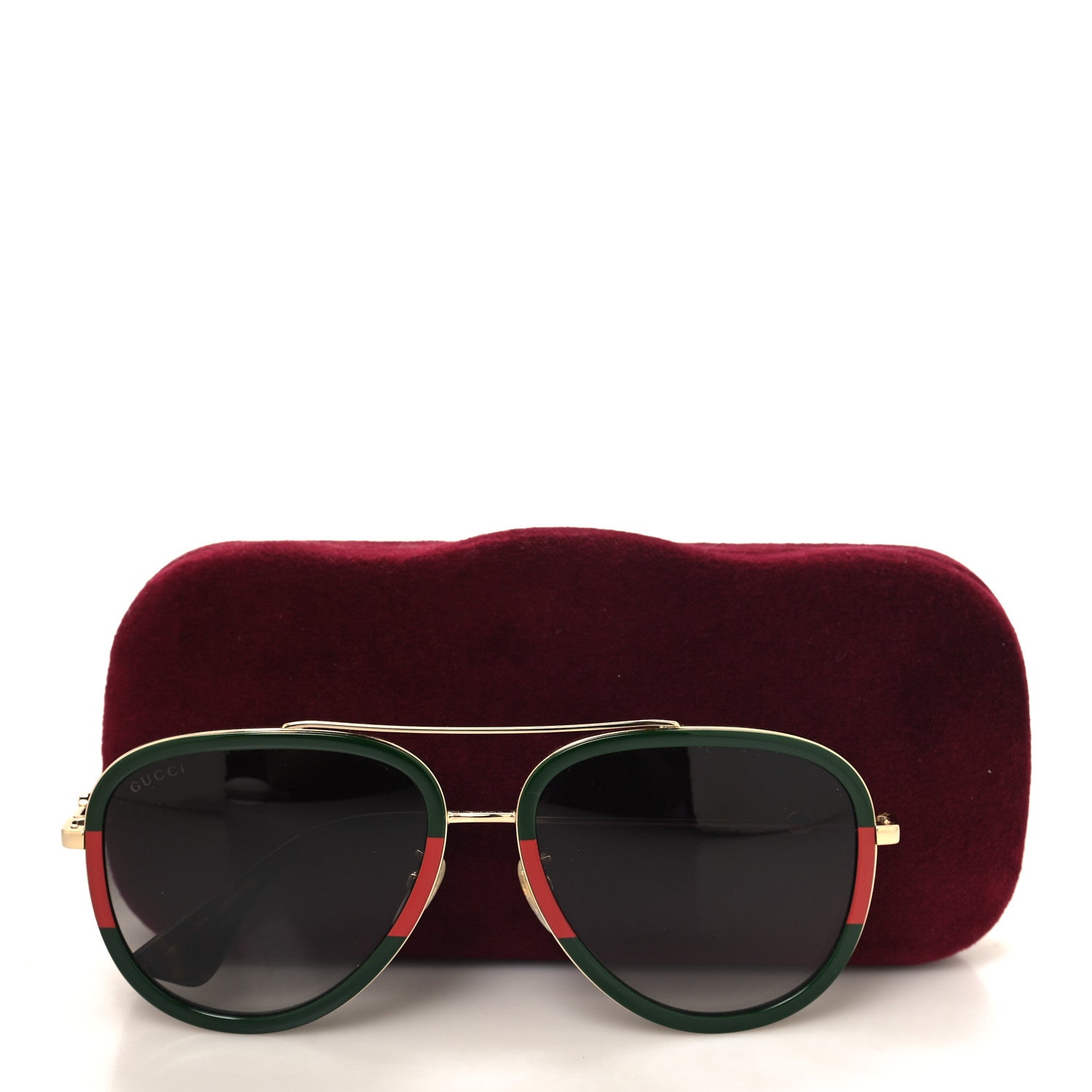 Gucci Web Aviator Sunglasses GG0062S Green Red 8 of 8