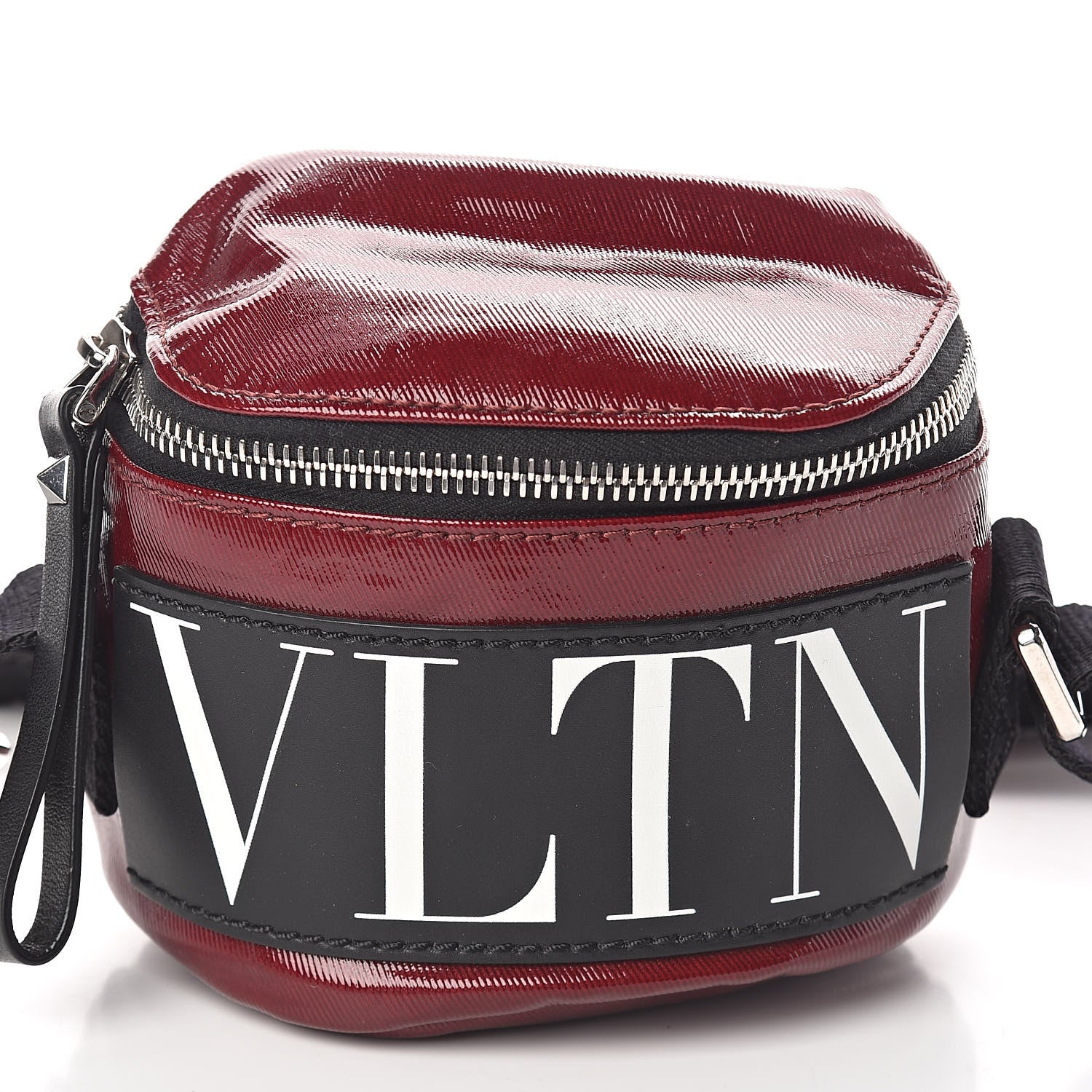 Valentino Garavani Shiny Coated Canvas VLTN Crossbody Dark Red 7 of 9