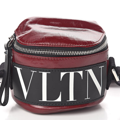 Valentino Garavani Shiny Coated Canvas VLTN Crossbody Dark Red 7 of 9