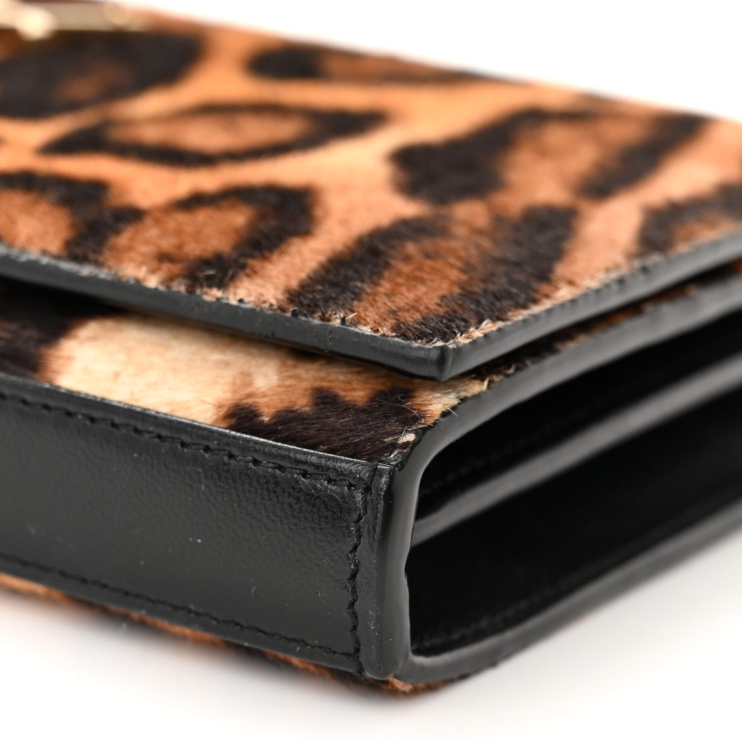 Calf Hair Monogram Chain Wallet Leopard
