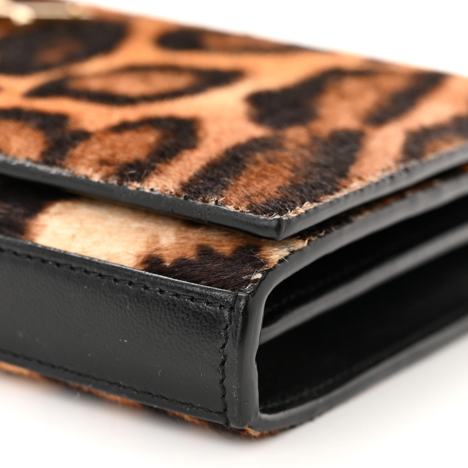 Saint Laurent Calf Hair Monogram Chain Wallet Leopard 9 of 12