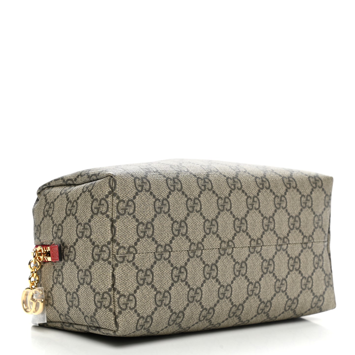 Soft GG Supreme Monogram Calfskin Large Ophidia Cosmetic Case Beige Ebony Hibiscus Red