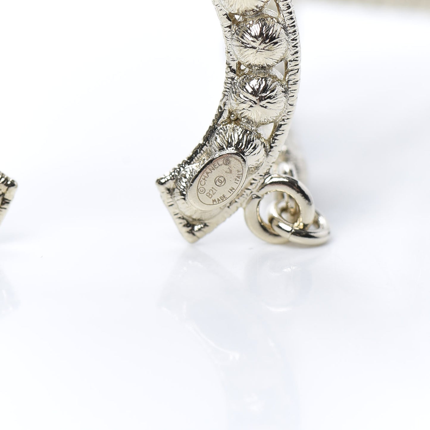 Crystal Cha-Nel Logo Drop Earrings Gold