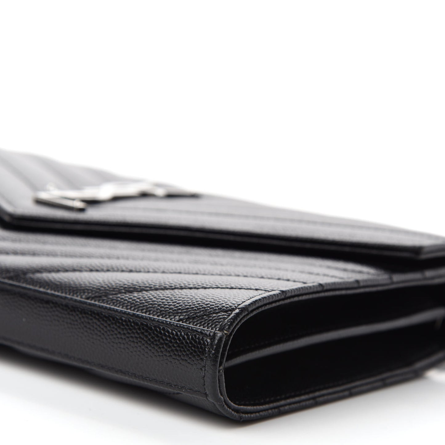 Grain De Poudre Matelasse Chevron Monogram Chain Wallet Black