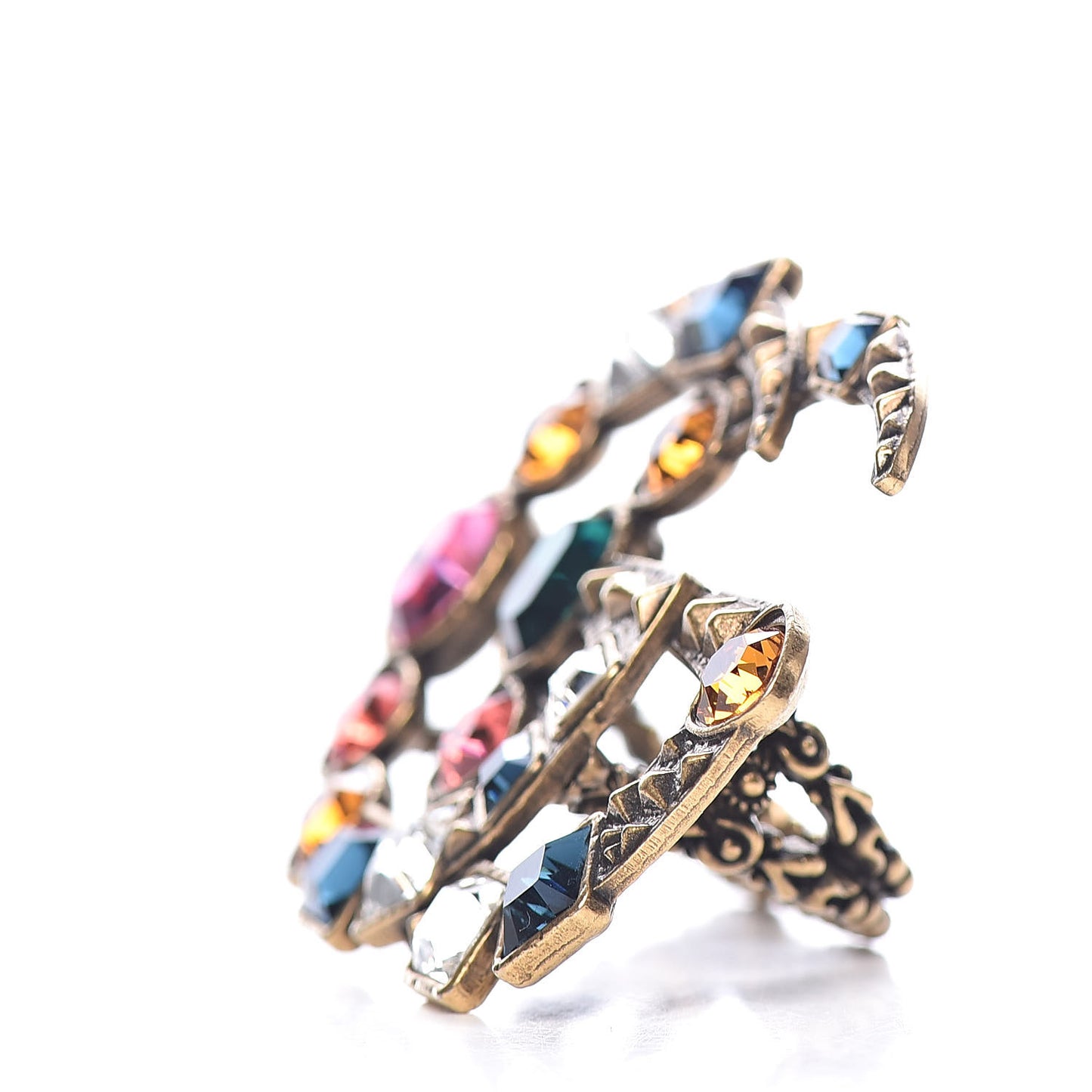 Crystal Double G Ring Multicolor