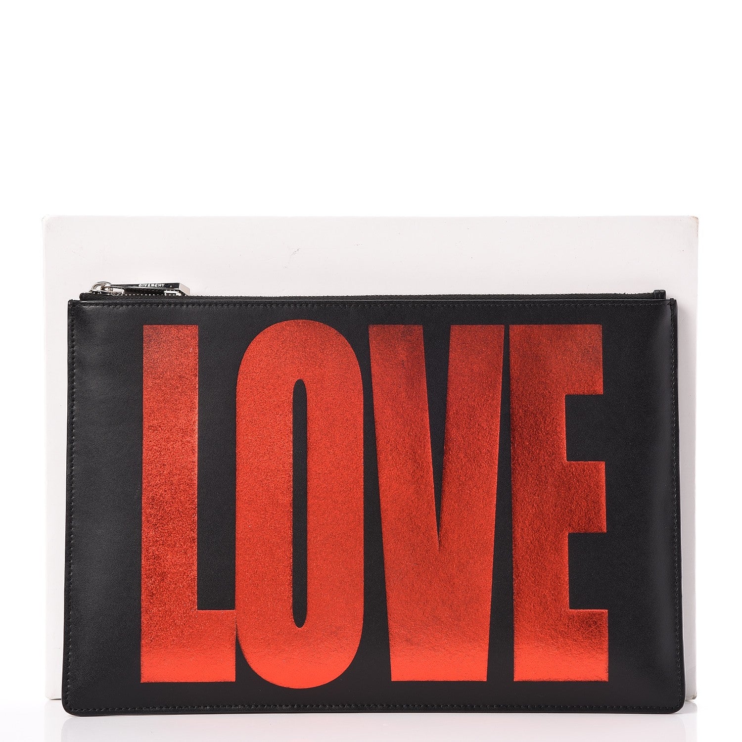Givenchy Calfskin Love Print Medium Flat Pouch Black 9 of 9