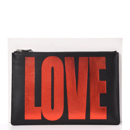 Givenchy Calfskin Love Print Medium Flat Pouch Black 9 of 9