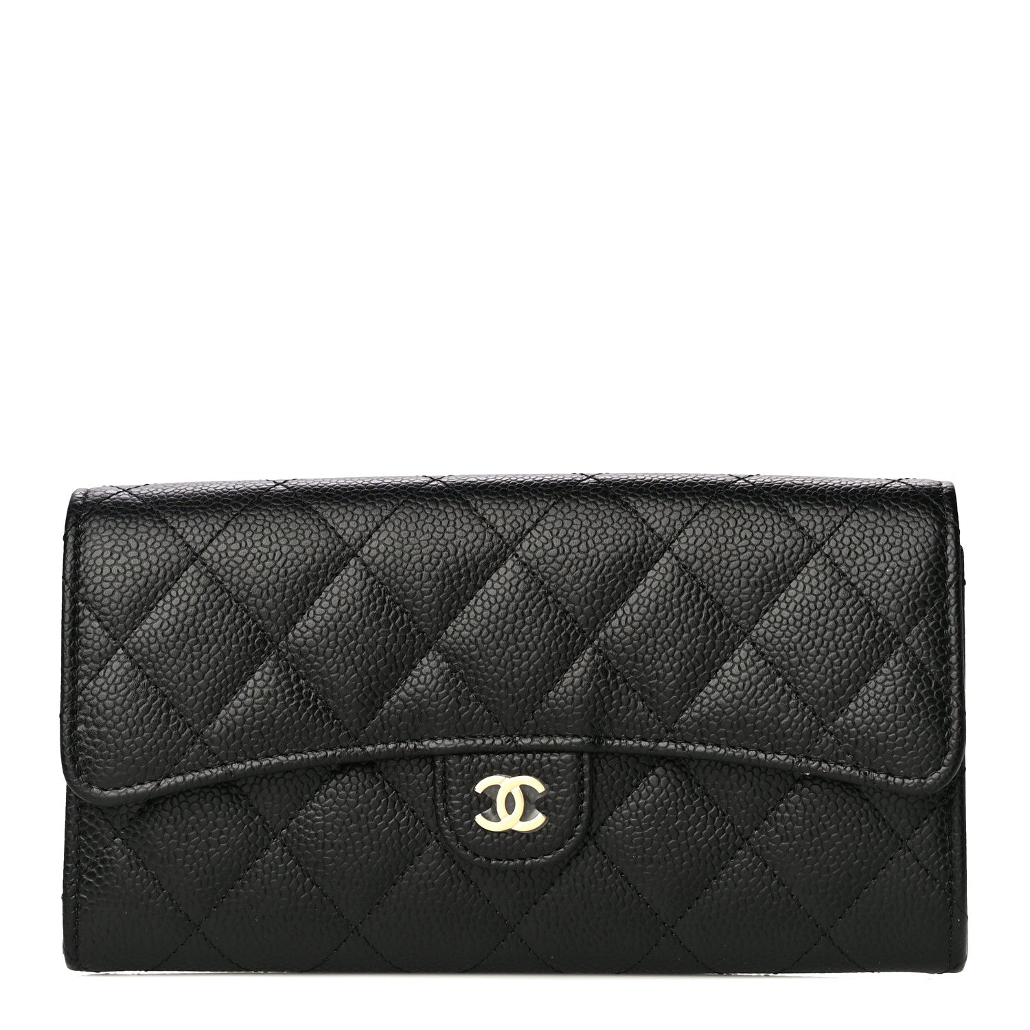 Chanel Caviar Quilted Large Gusset Flap Wallet Black 1 of 11