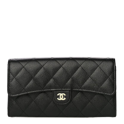 Chanel Caviar Quilted Large Gusset Flap Wallet Black 1 of 11