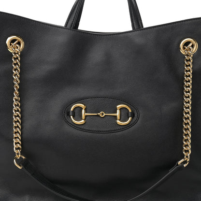 Gucci Calfskin Large Horsebit 1955 Tote Bag Black 8 of 12